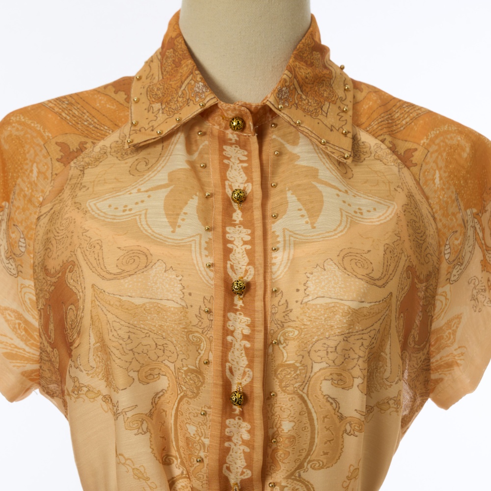 Short sleeve printing shirt flax long skirt a set