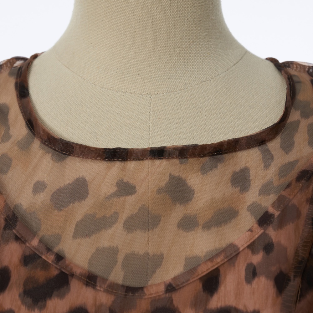 Long laminated printing leopard dress