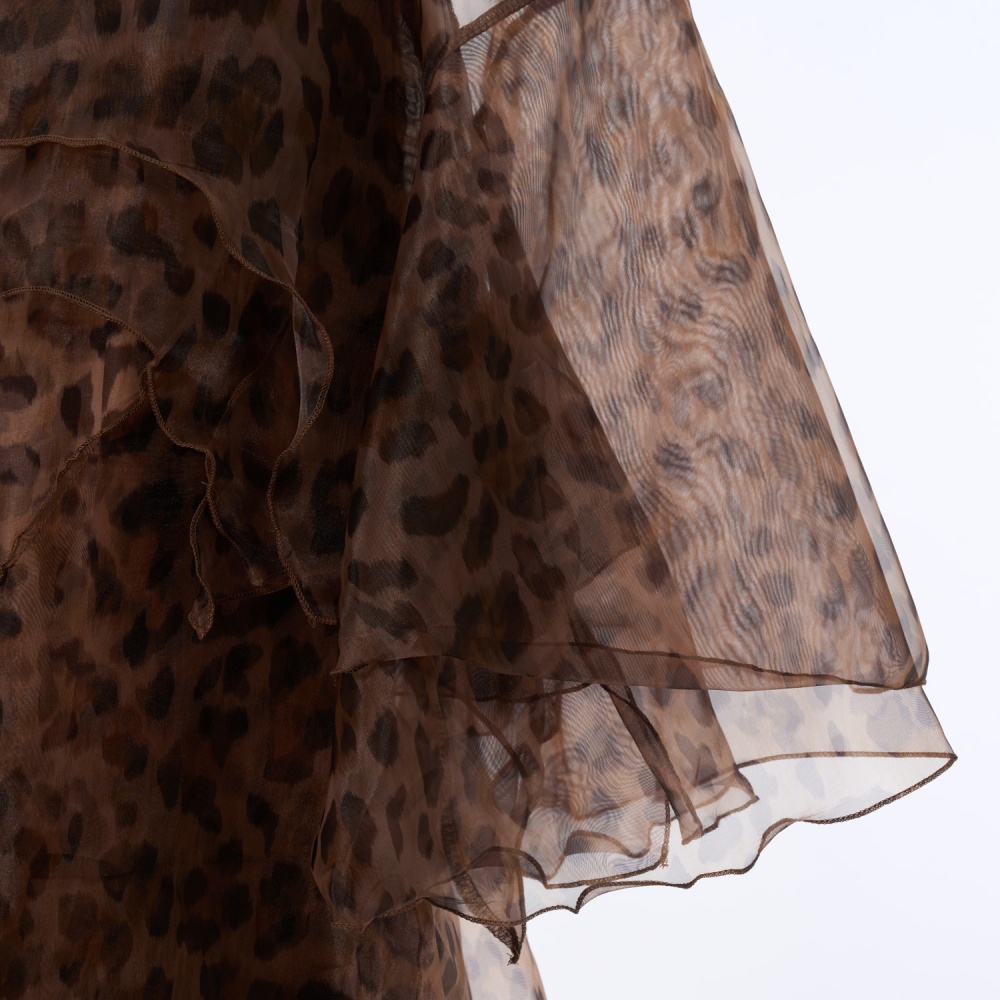 Long laminated printing leopard dress
