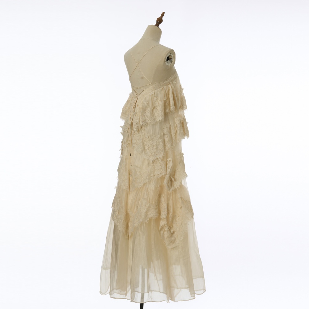 Gradient sling lace long dress France style retro jumpsuit