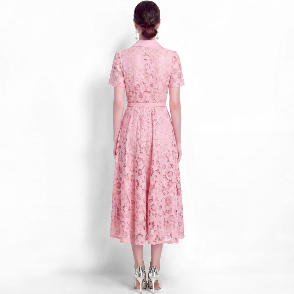 Bow lace long dress hollow formal dress for women