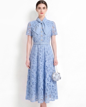Elegant long dress short sleeve formal dress