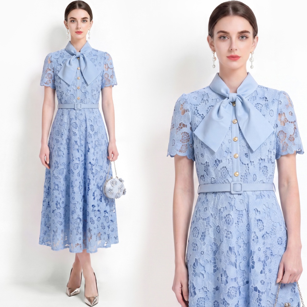 Elegant long dress short sleeve formal dress