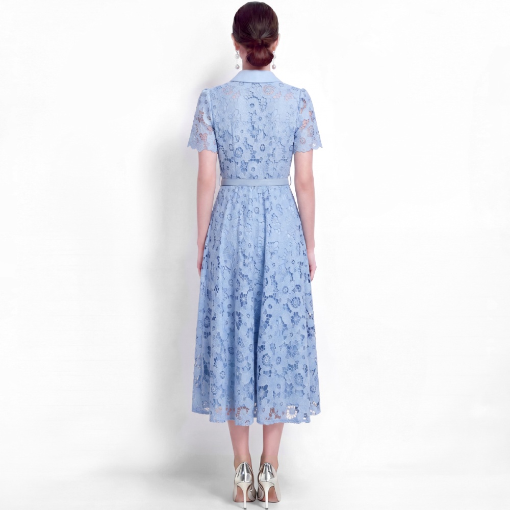 Elegant long dress short sleeve formal dress