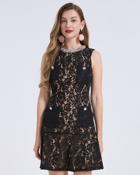 Rhinestone diamond lace formal dress slim temperament dress
