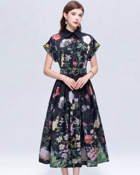 Printing Casual shirt long temperament dress