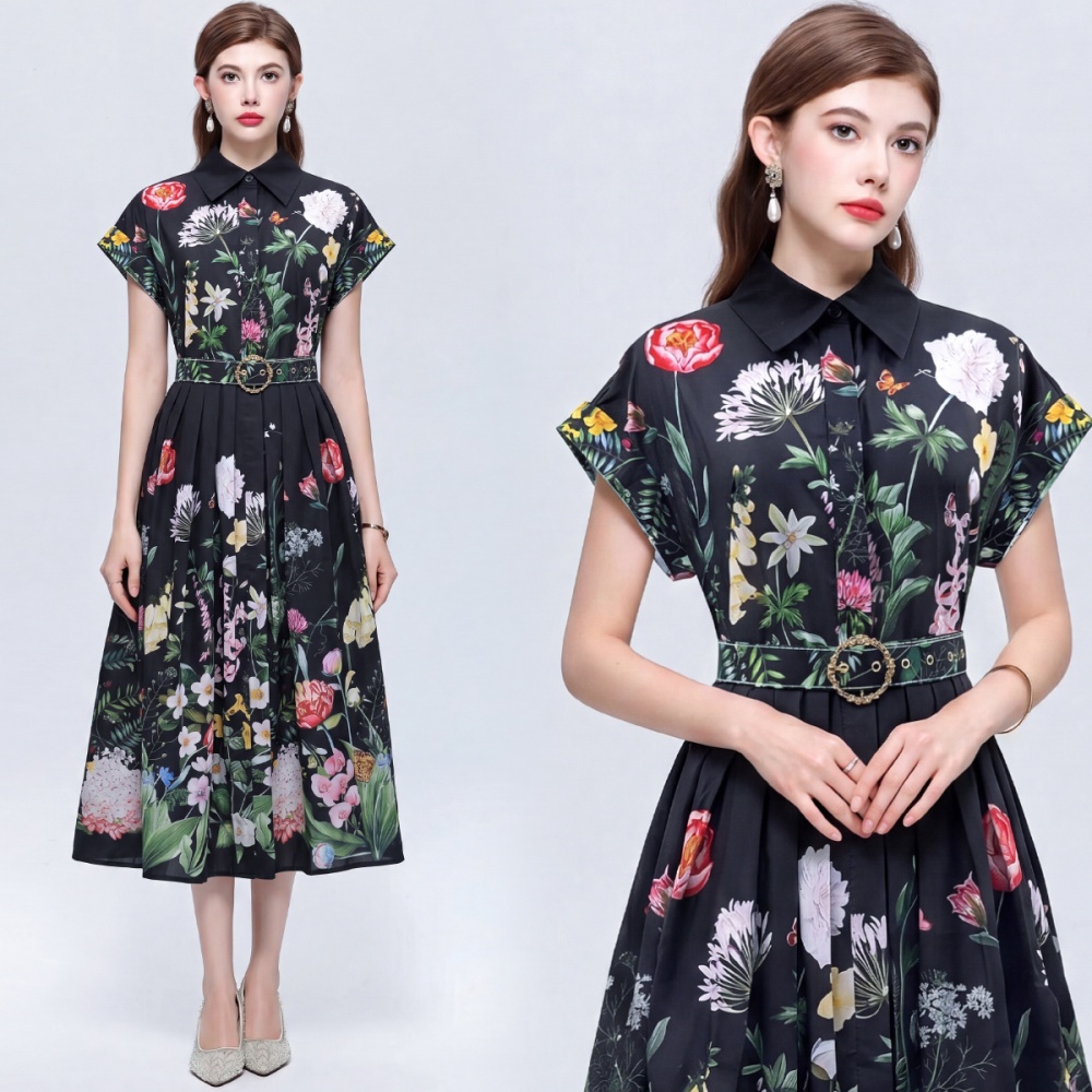 Printing Casual shirt long temperament dress