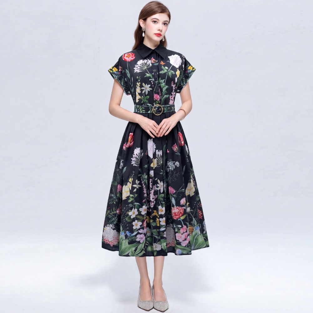 Printing Casual shirt long temperament dress