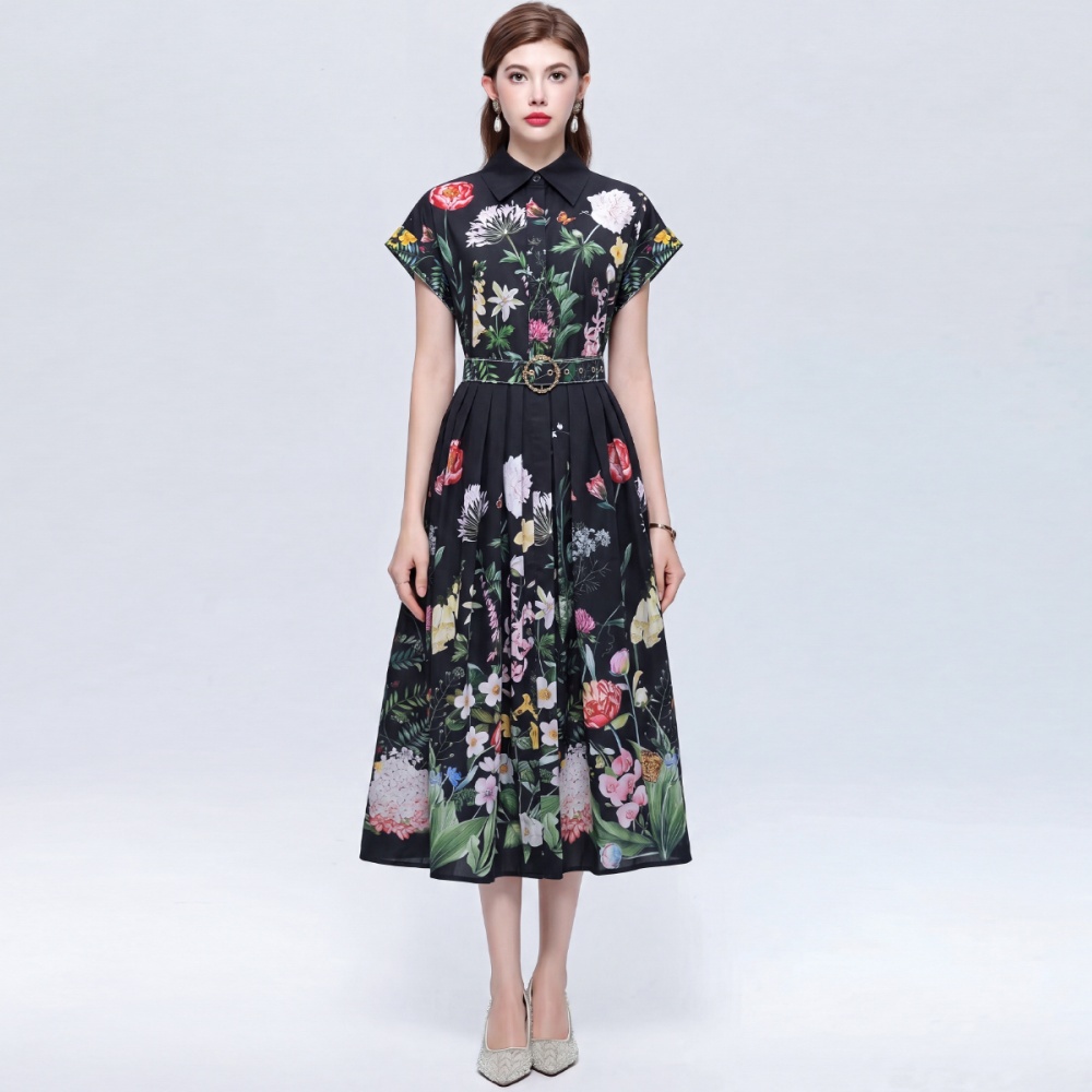Printing Casual shirt long temperament dress