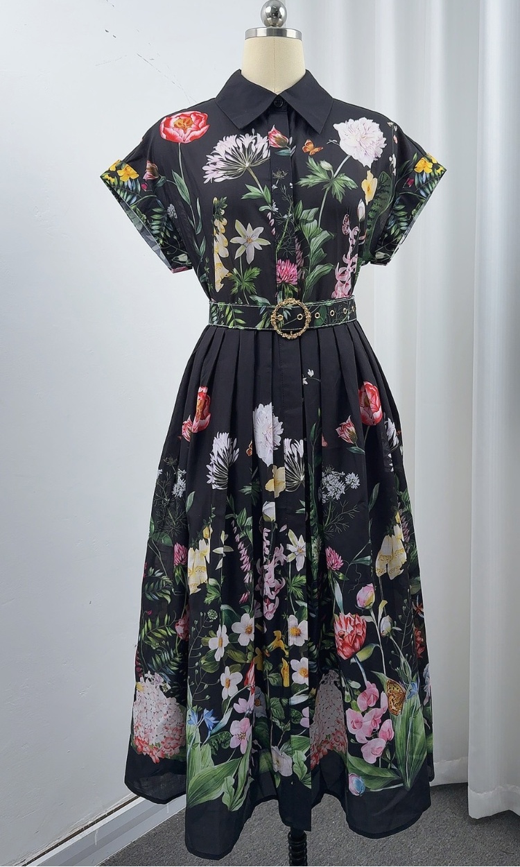 Printing Casual shirt long temperament dress