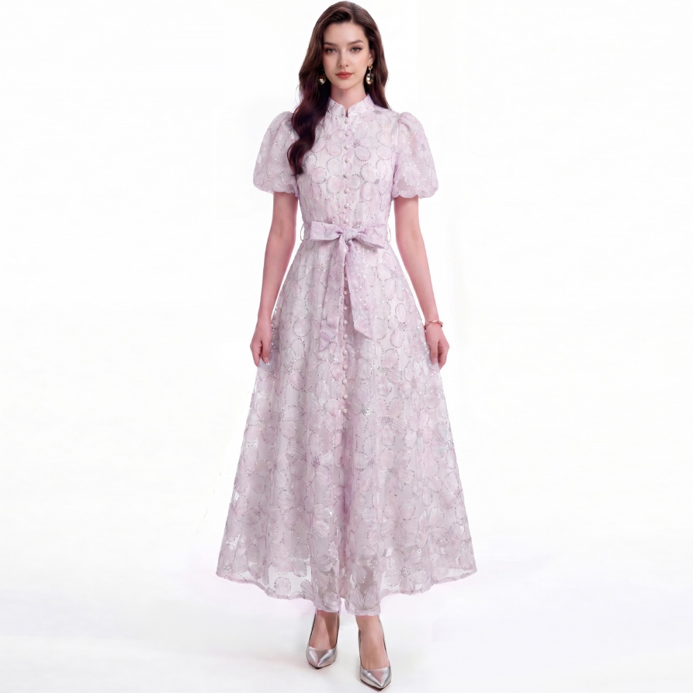 Slim lace France style cstand collar dress