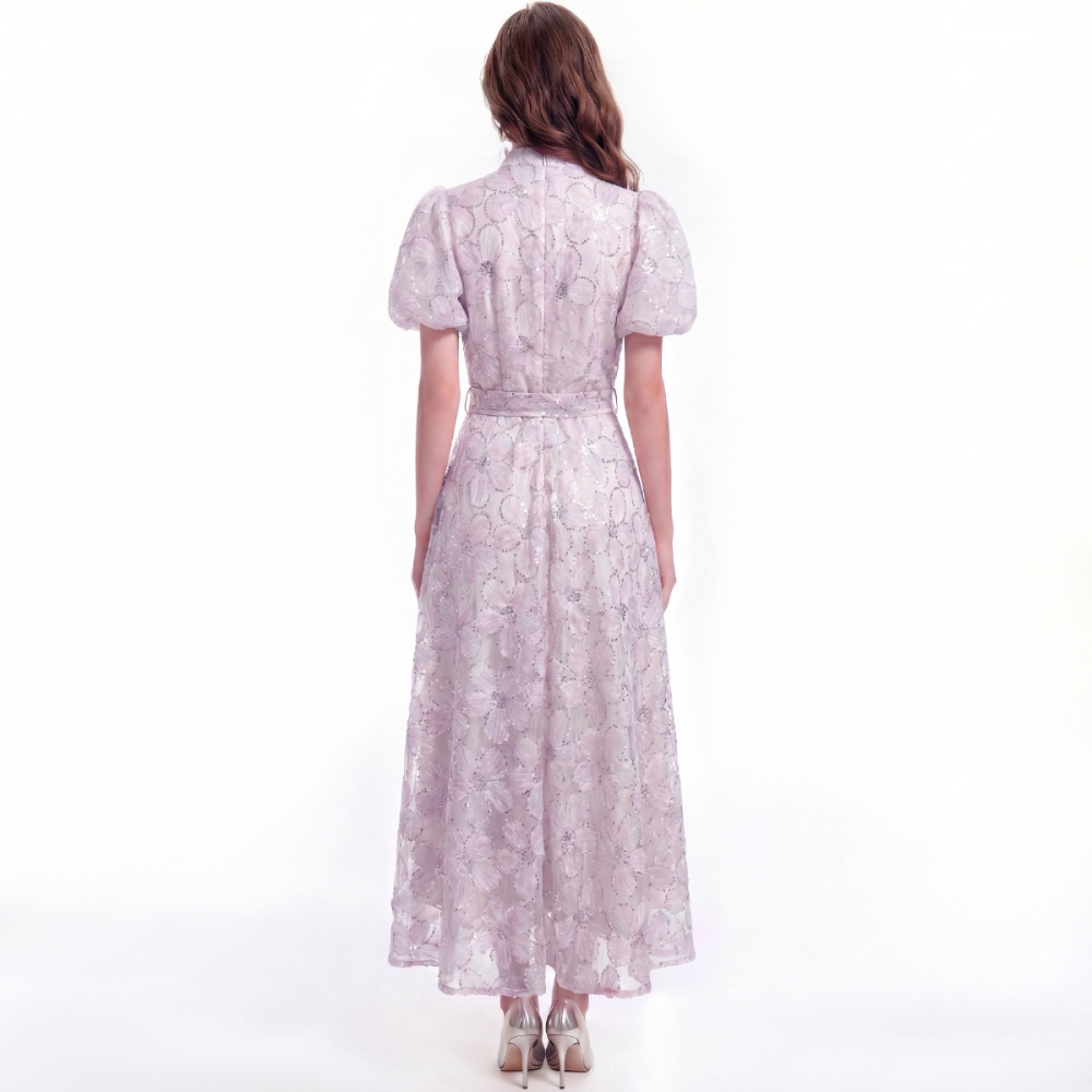 Slim lace France style cstand collar dress