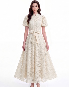 France style pinched waist A-line slim tender dress