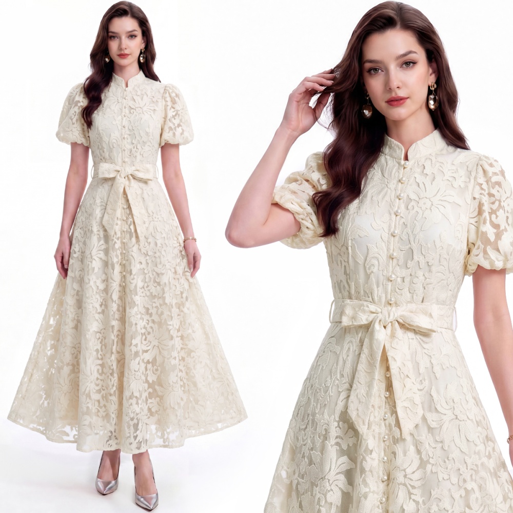 France style pinched waist A-line slim tender dress