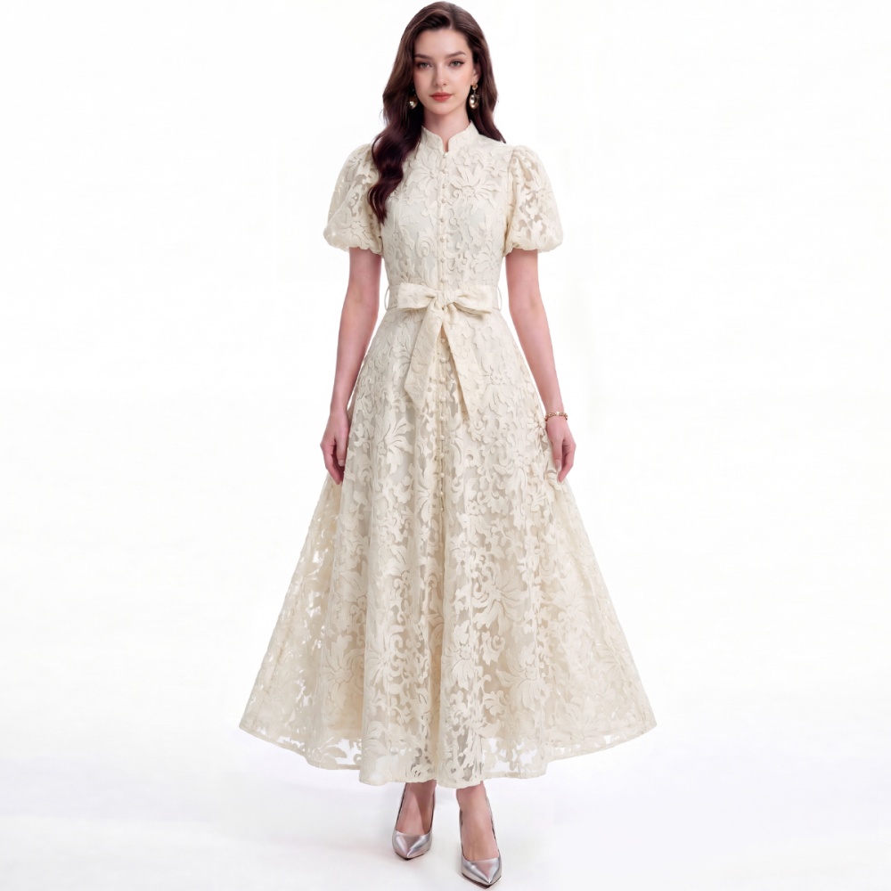 France style pinched waist A-line slim tender dress