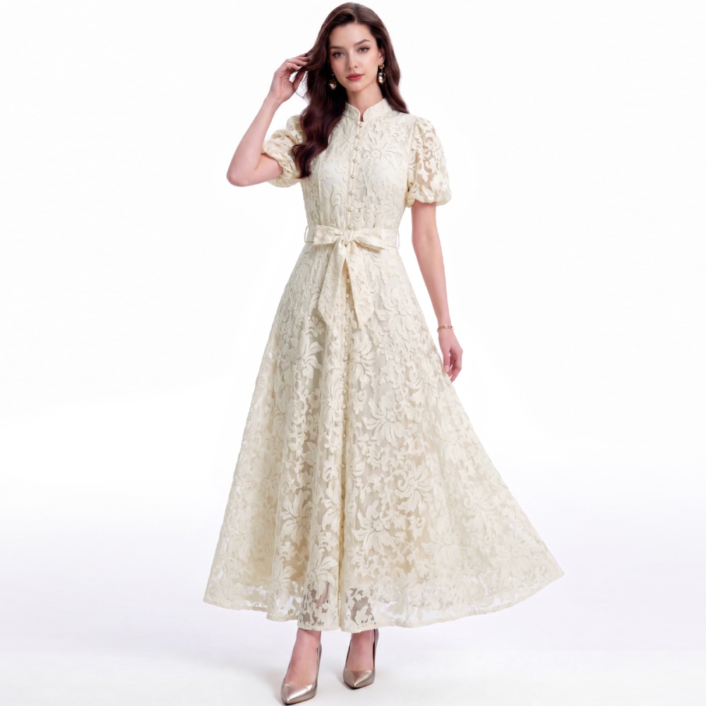 France style pinched waist A-line slim tender dress
