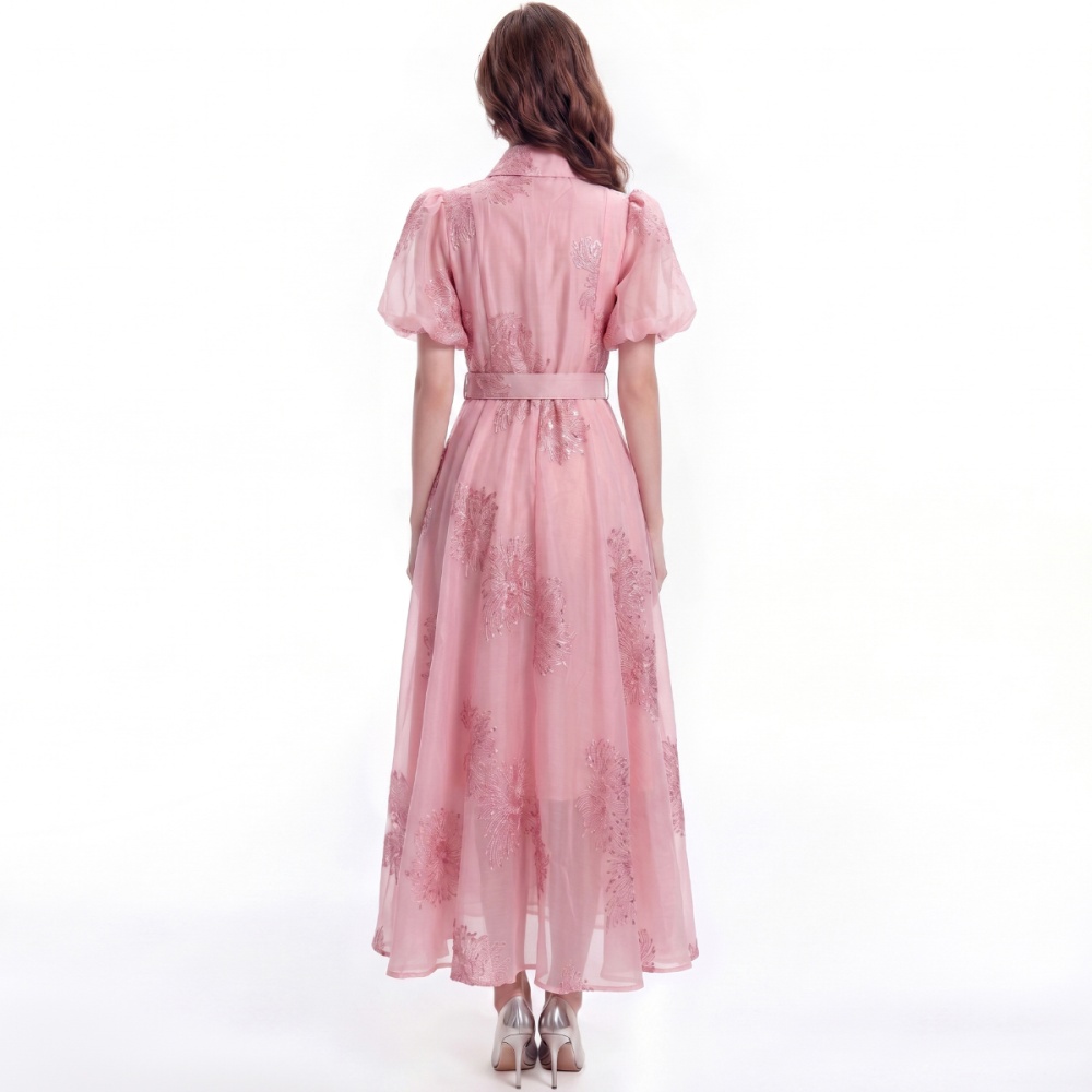 Retro pinched waist shirt single-breasted slim dress