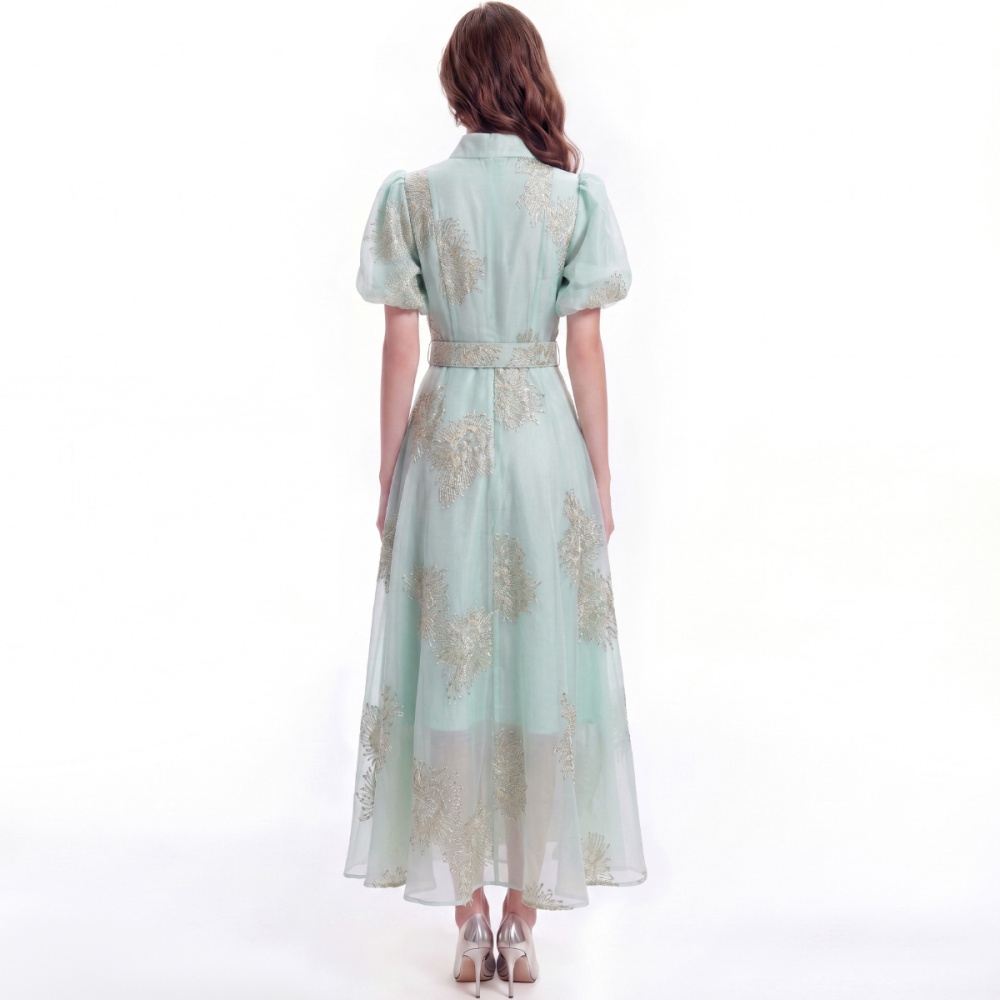 Slim pinched waist shirt single-breasted dress