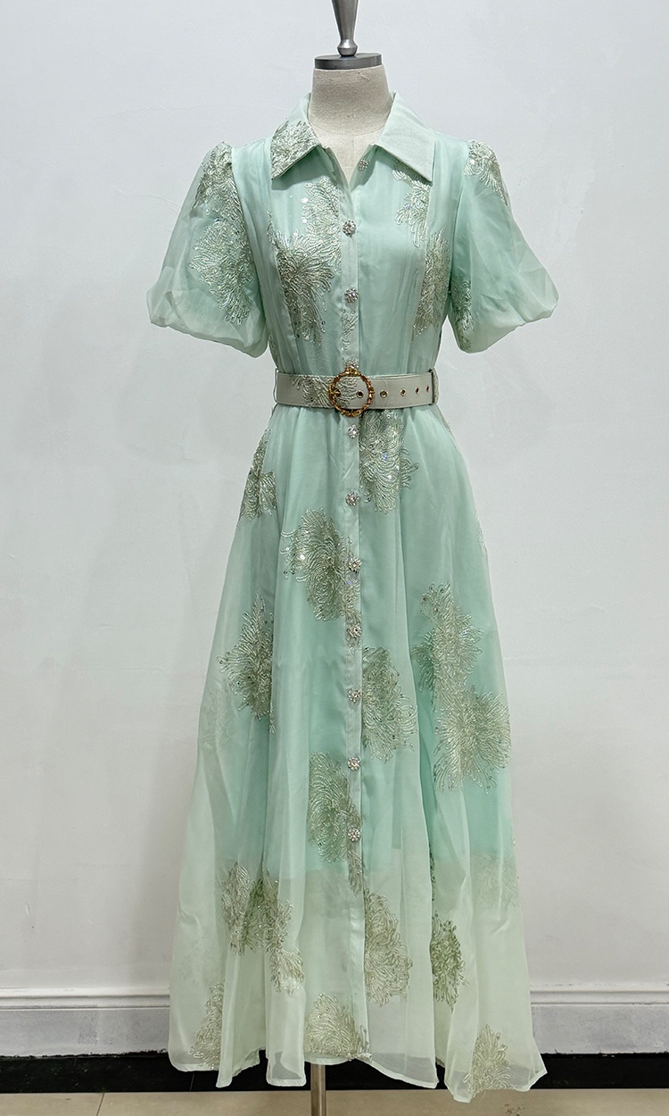 Slim pinched waist shirt single-breasted dress