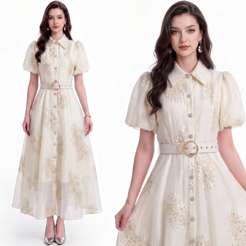 Slim short sleeve shirt temperament lapel dress