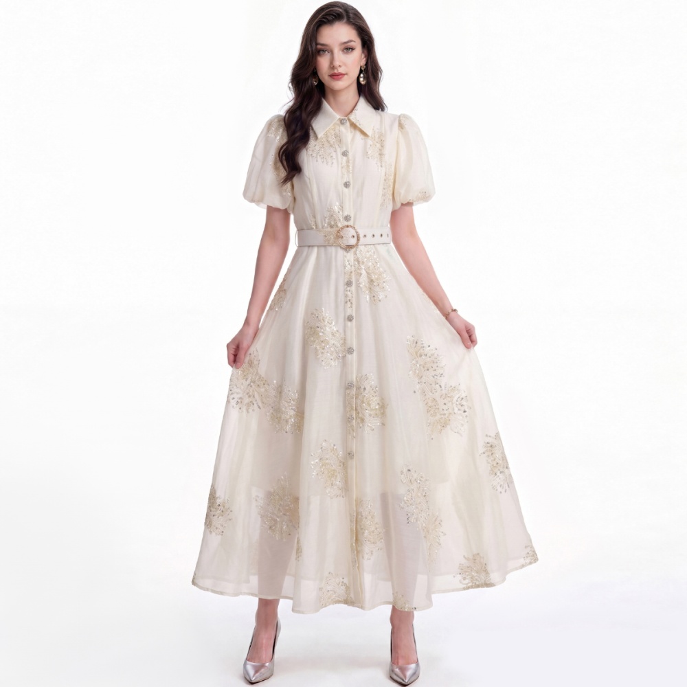 Slim short sleeve shirt temperament lapel dress