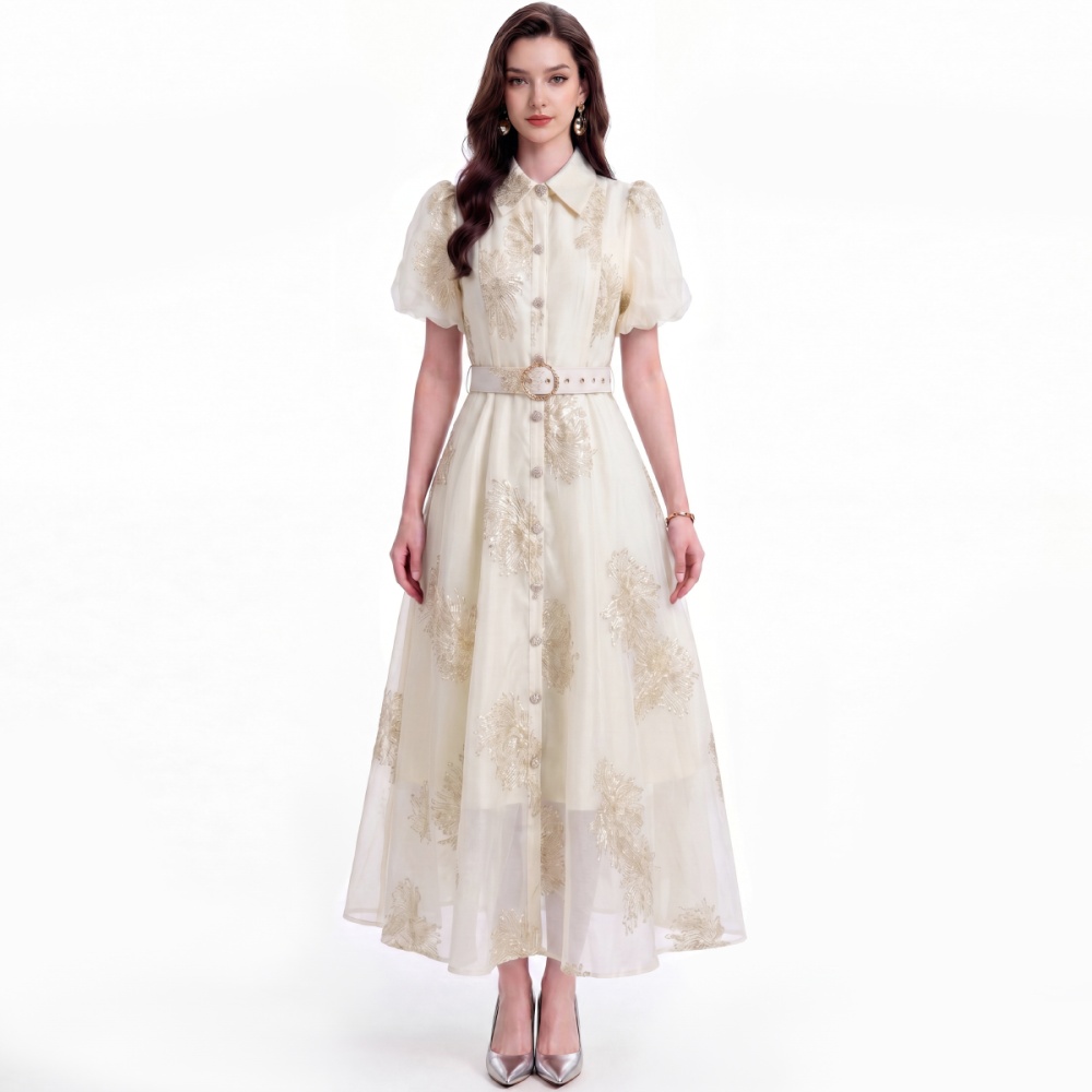 Slim short sleeve shirt temperament lapel dress