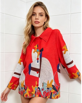Western style cstand collar tops fashion simple T-shirt
