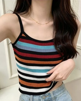 Korean style summer sling stripe mixed colors slim tops