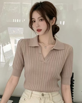 All-match short sleeve knitted commuting simple tops