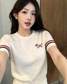 Slim knitted Casual simple embroidery sweater