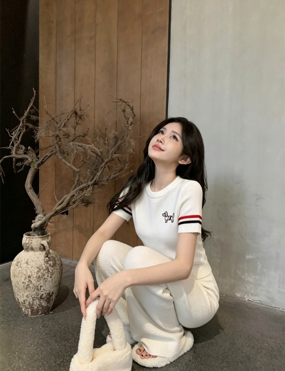Slim knitted Casual simple embroidery sweater