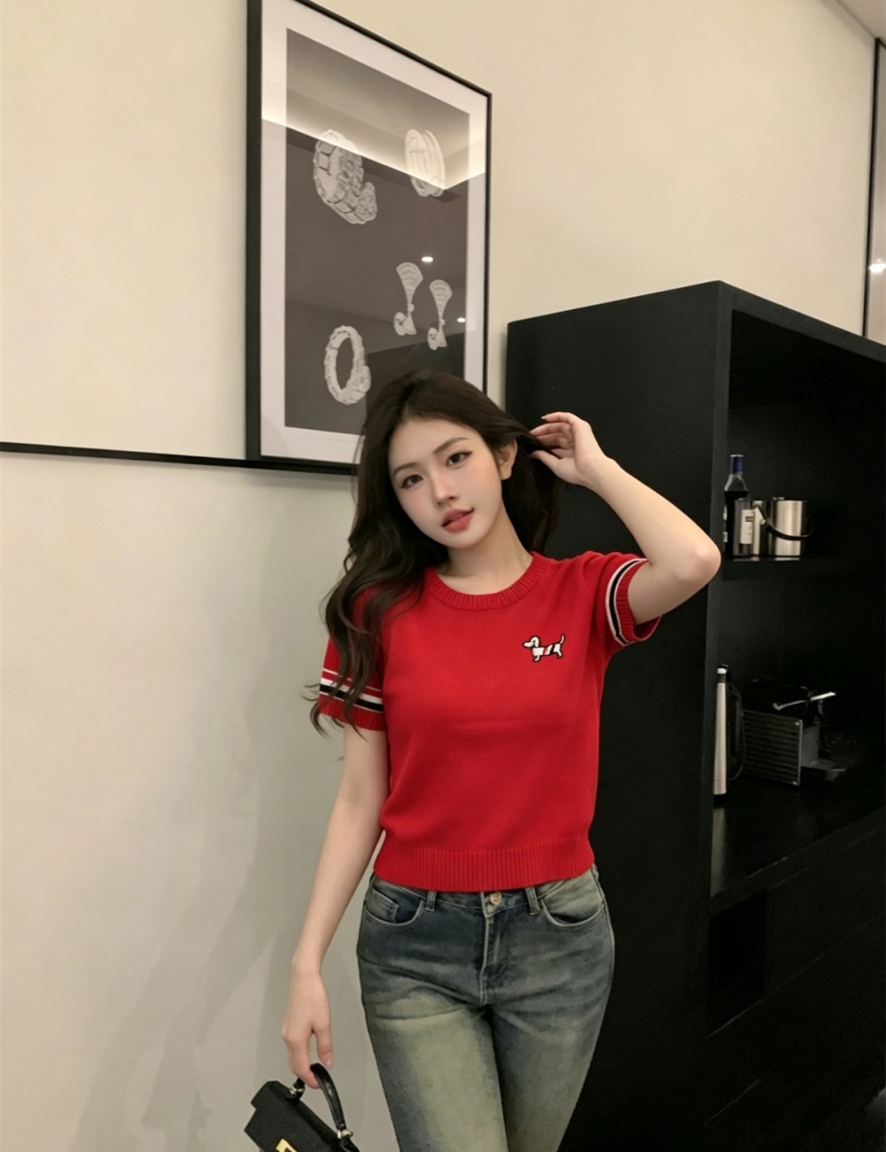 Slim knitted Casual simple embroidery sweater