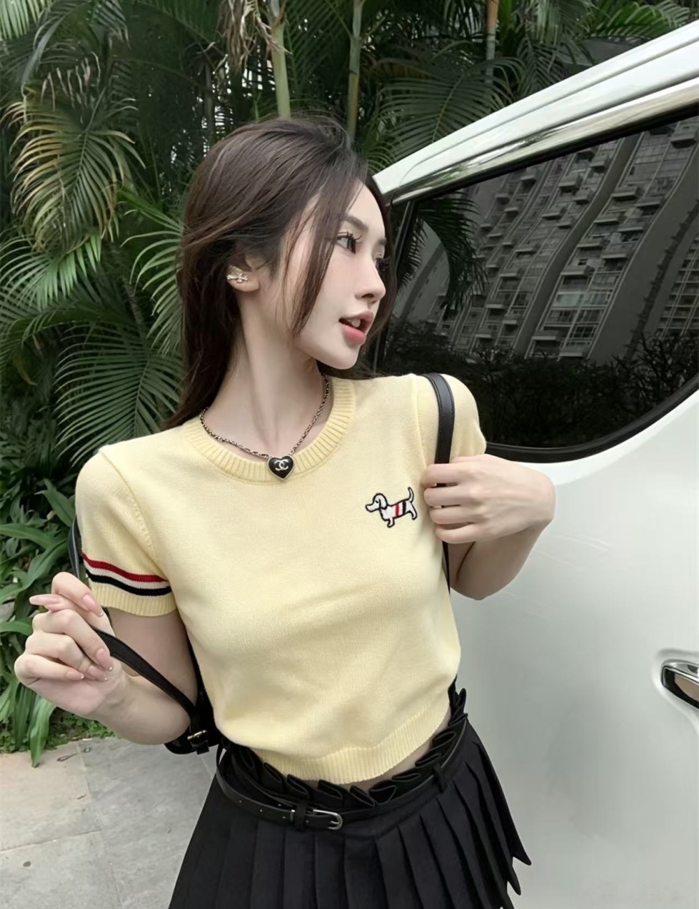 Slim knitted Casual simple embroidery sweater