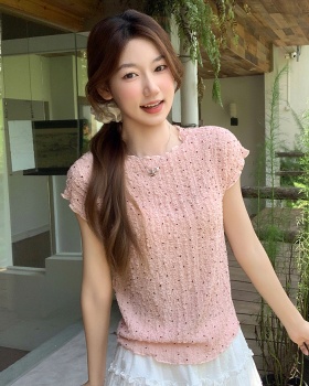 Fold wood ear tops summer T-shirt for women