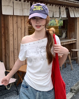 American style retro tops slim T-shirt for women