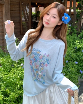Lazy summer long sleeve shirts slim loose tops for women