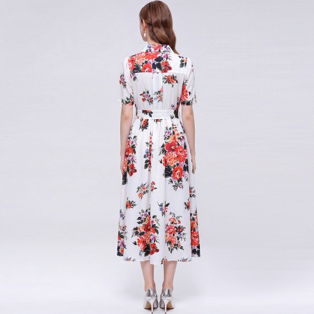 Halter printing sleeveless ladies temperament long dress