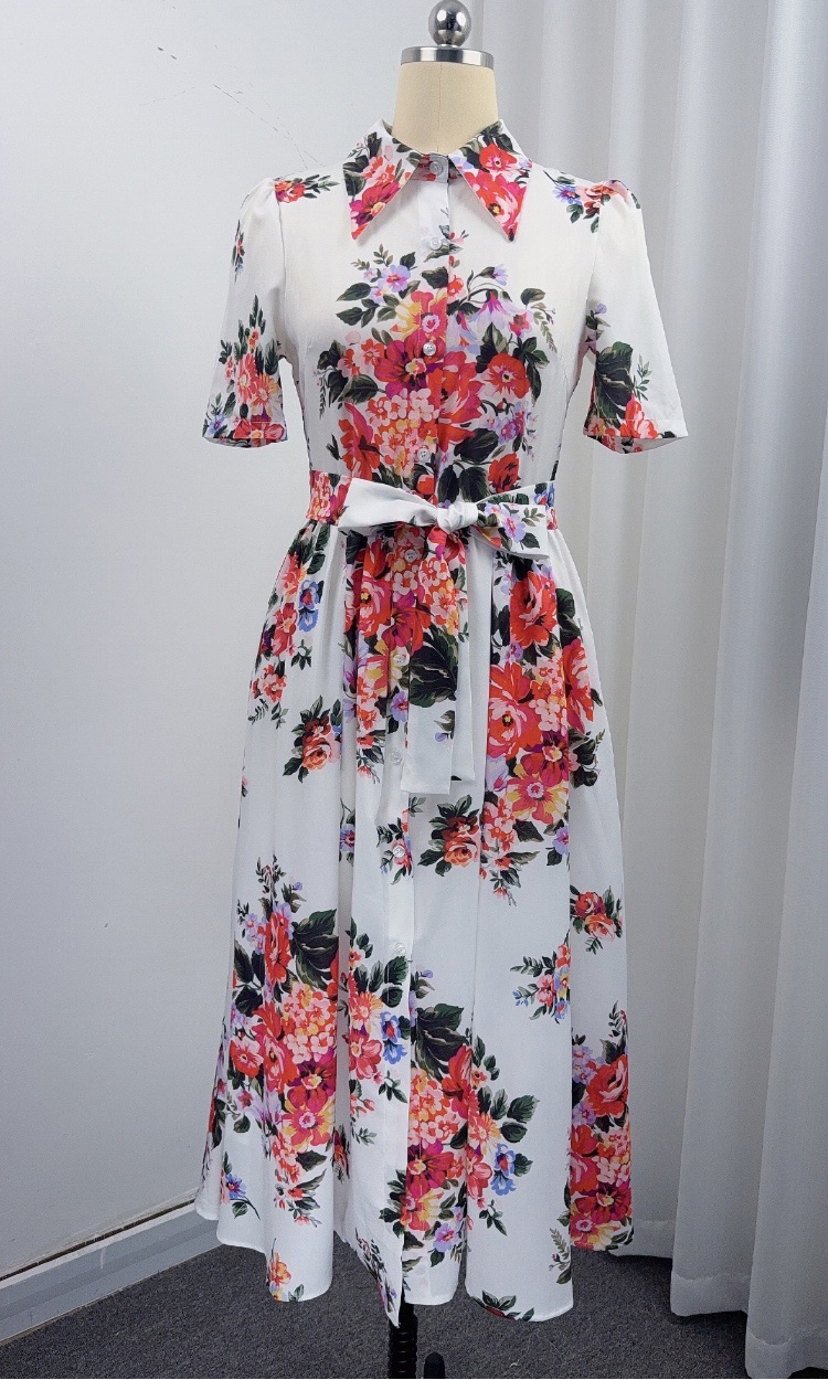 Halter printing sleeveless ladies temperament long dress