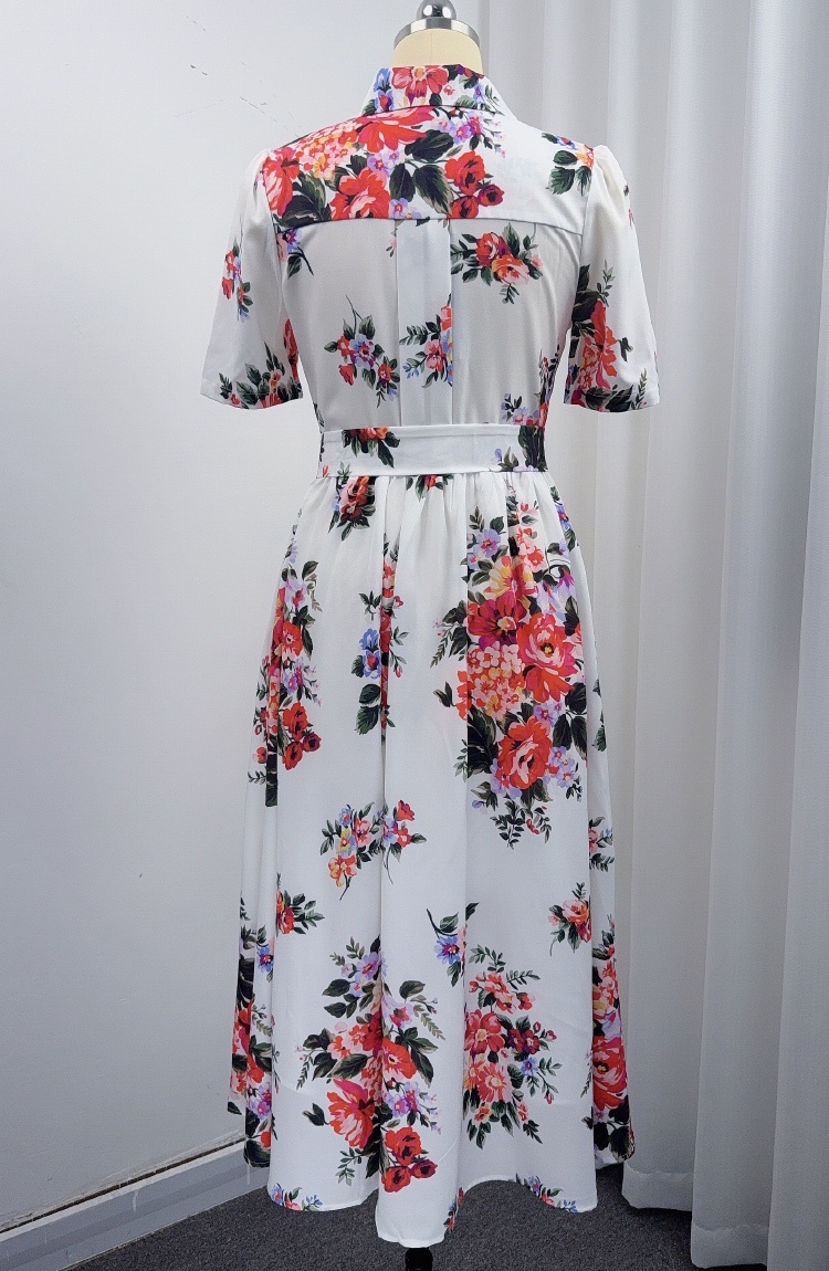 Halter printing sleeveless ladies temperament long dress