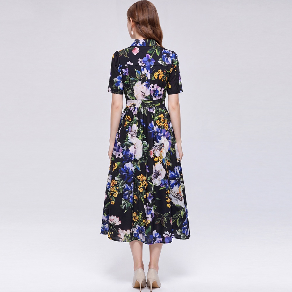 Temperament pinched waist slim long dress