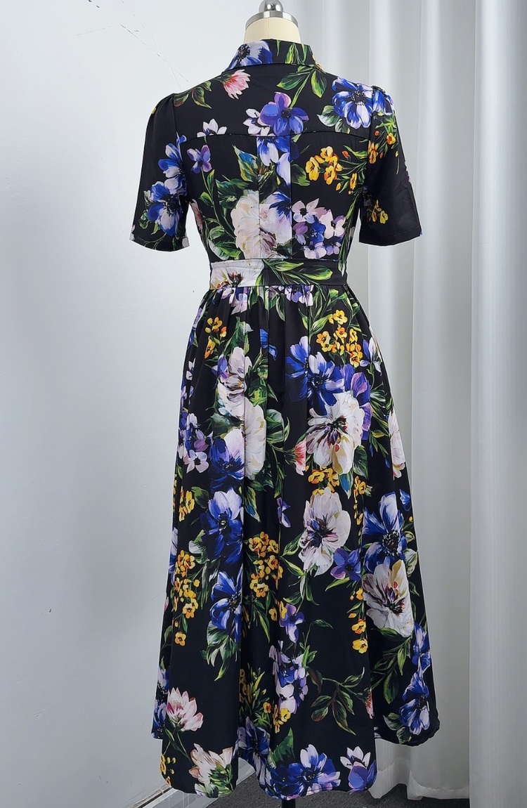 Temperament pinched waist slim long dress