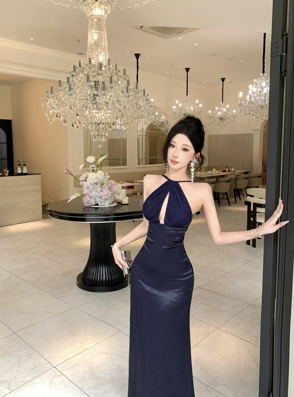 Mermaid hollow long dress sexy halter dress for women