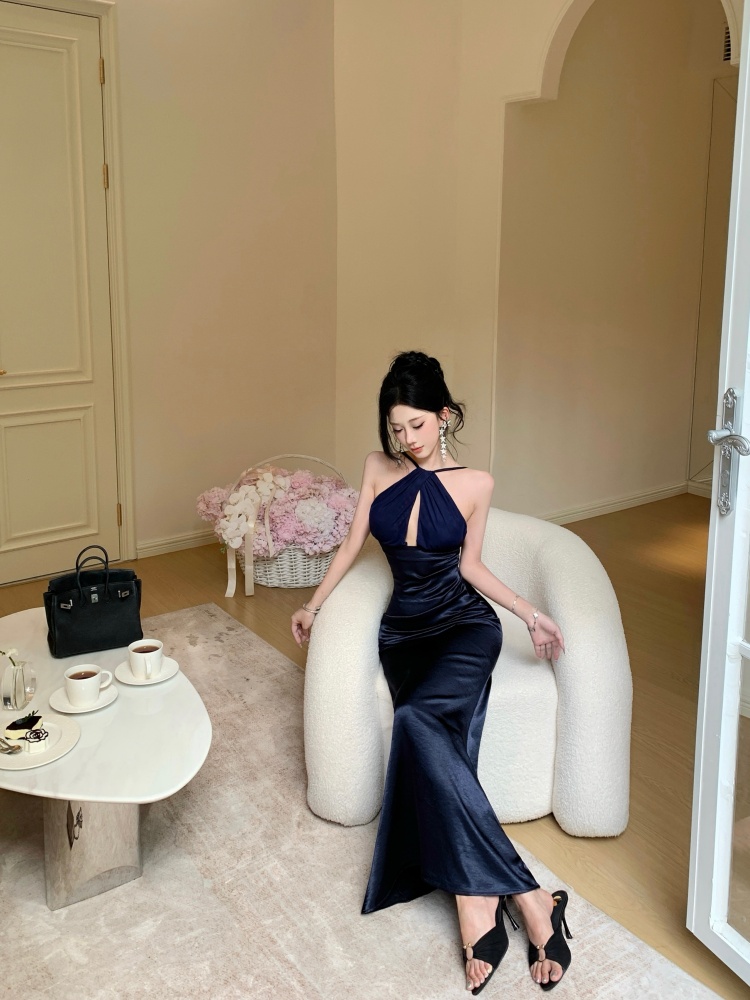 Mermaid hollow long dress sexy halter dress for women