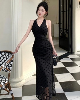 Mermaid halter long dress package hip formal dress