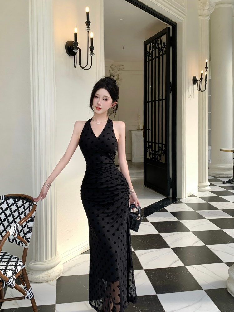 Mermaid halter long dress package hip formal dress