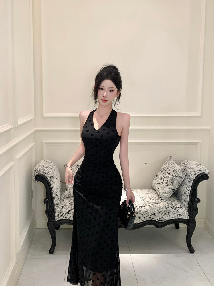 Mermaid halter long dress package hip formal dress