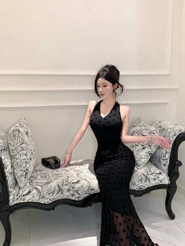 Mermaid halter long dress package hip formal dress