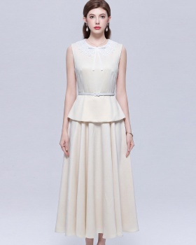 Doll collar big skirt dress Hepburn style long dress