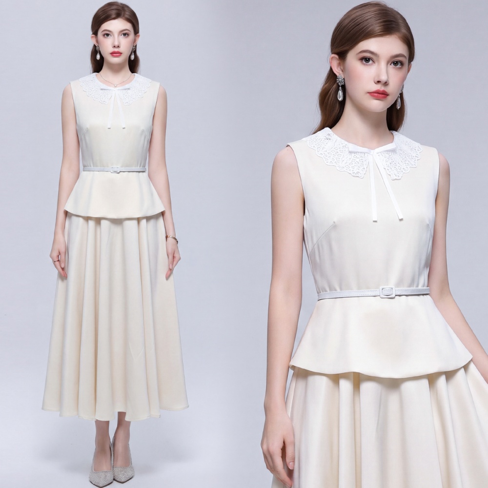 Doll collar big skirt dress Hepburn style long dress