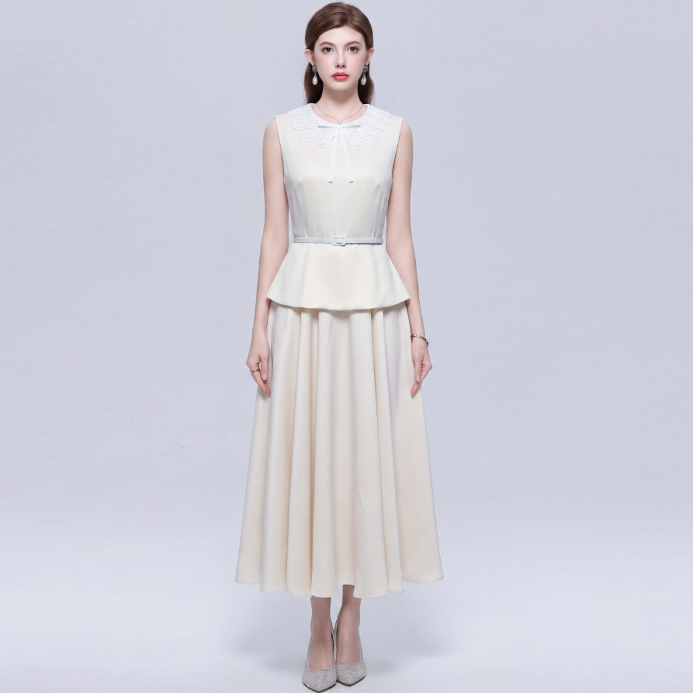 Doll collar big skirt dress Hepburn style long dress